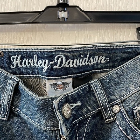 Harley Davidson size 4P curvy bootcut embellished wing mid rise jeans - Picture 2 of 14